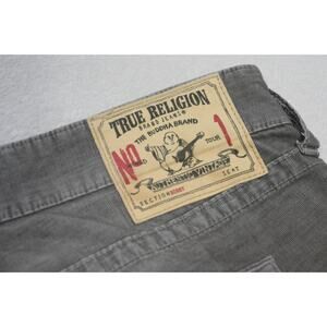 True Religion Bobby Corduroy Pants Gray Straight Leg Mens Size 44 x 34